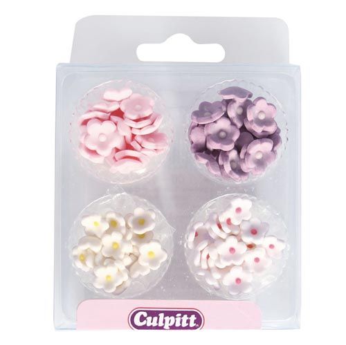 Culpitt suikerdecoratie mini bloemen roze-wit-paars pk/100 bij cake, bake & love 5
