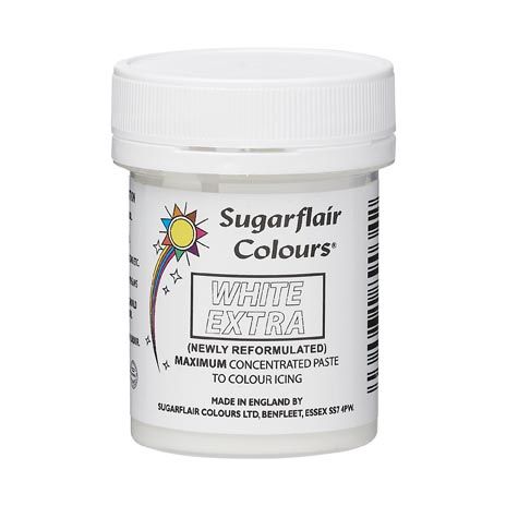 Sugarflair - max concentrate paste colour white extra 42g bij cake, bake & love 5