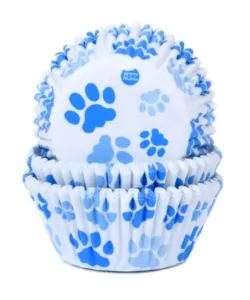 House of Marie Baking Cups Hondenpoot blauw pk/50
