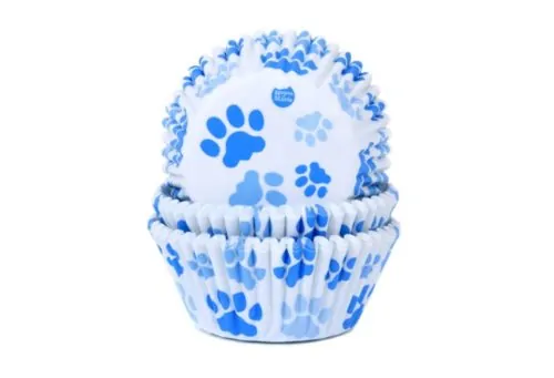 House of marie baking cups hondenpoot blauw pk/50