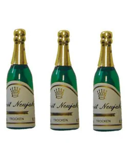 Caketopper Champagnefles 5 cm set van 5