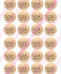 Eetbare Cupcakeprint 50 jaar 2 - 24 cupcake rondjes