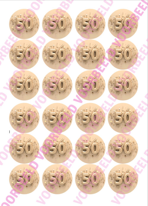 Eetbare cupcakeprint 50 jaar 2 - 24 cupcake rondjes bij cake, bake & love 5