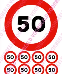 Eetbare Taartprint 50 jaar 3 - 18 cm rond + 8 cupcake rondjes