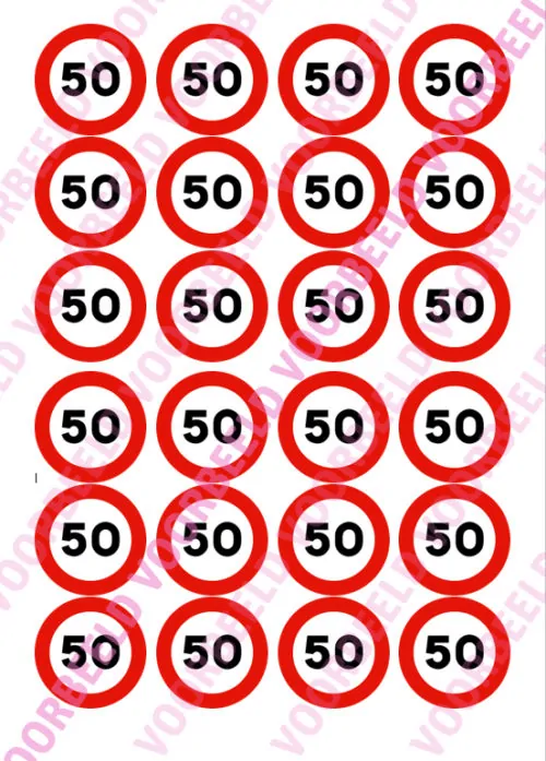Eetbare cupcakeprint 50 jaar 3 - 24 cupcake rondjes