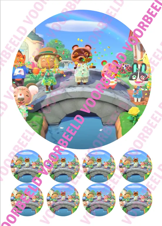 Eetbare taartprint animal crossing 2 - 18 cm rond + 8 cupcake rondjes bij cake, bake & love 5 Eetbare taartprint animal crossing 2 - 18 cm rond + 8 cupcake rondjes