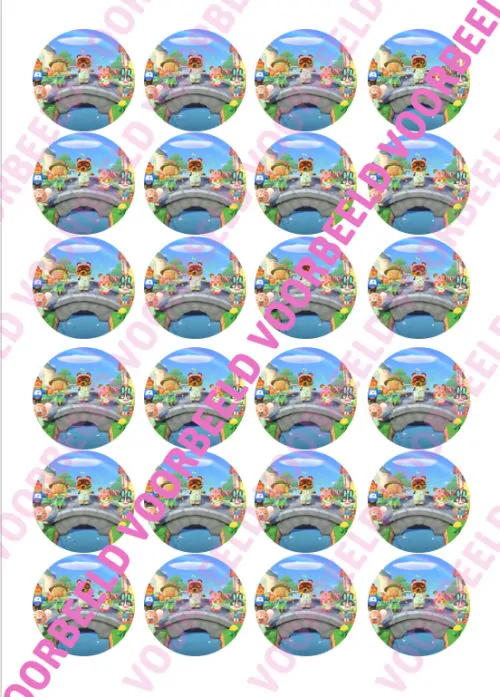 Eetbare cupcakeprint animal crossing 2 - 24 cupcake rondjes