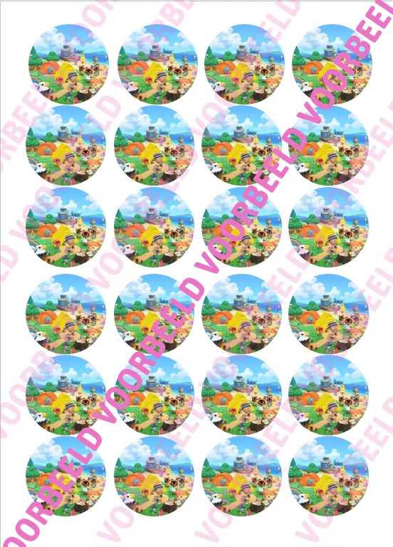 Eetbare cupcakeprint animal crossing 3 - 24 cupcake rondjes bij cake, bake & love 5 Eetbare cupcakeprint animal crossing 3 - 24 cupcake rondjes