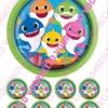 Eetbare taartprint baby shark 1 - 18 cm rond + 8 cupcake rondjes bij cake, bake & love 1