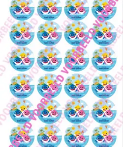 Eetbare Cupcakeprint Baby Shark 2 - 24 cupcake rondjes