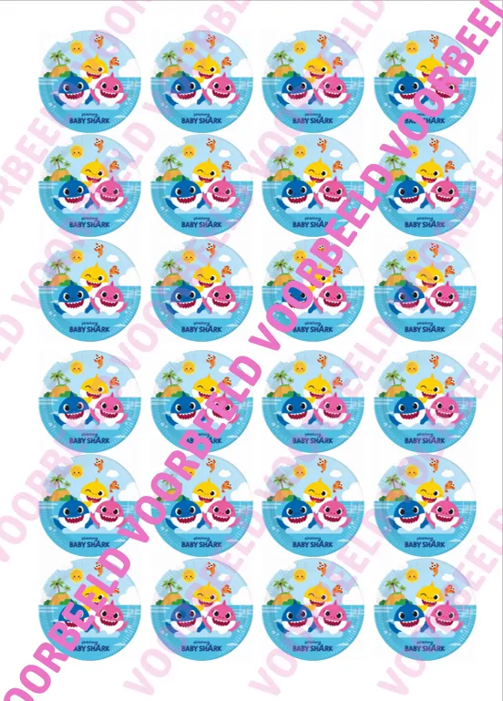 Eetbare cupcakeprint baby shark 2 - 24 cupcake rondjes bij cake, bake & love 5 Eetbare cupcakeprint baby shark 2 - 24 cupcake rondjes