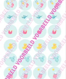 Eetbare Cupcakeprint Baby Items 1 - 24 cupcake rondjes