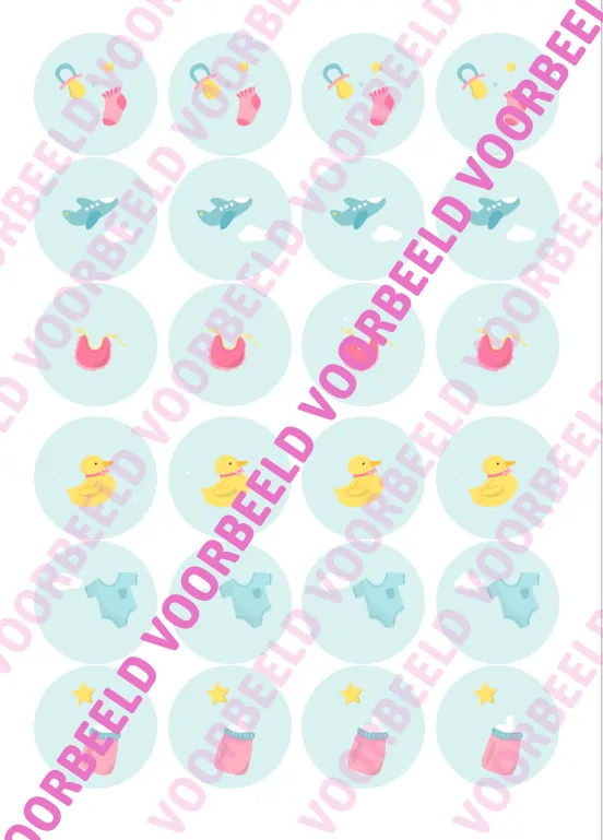 Eetbare cupcakeprint baby items 1 - 24 cupcake rondjes bij cake, bake & love 5 Eetbare cupcakeprint baby items 1 - 24 cupcake rondjes