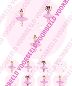 Eetbare Taartprint Ballet 1 - 18 cm rond + 8 cupcake rondjes