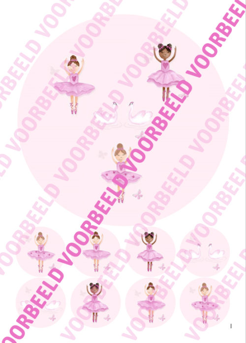 Eetbare taartprint ballet 1 - 18 cm rond + 8 cupcake rondjes bij cake, bake & love 5