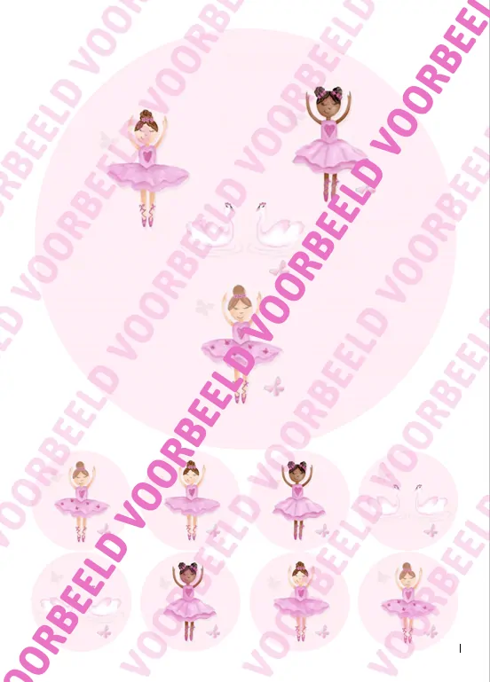 Eetbare taartprint ballet 1 - 18 cm rond + 8 cupcake rondjes bij cake, bake & love 5 Eetbare taartprint ballet 1 - 18 cm rond + 8 cupcake rondjes
