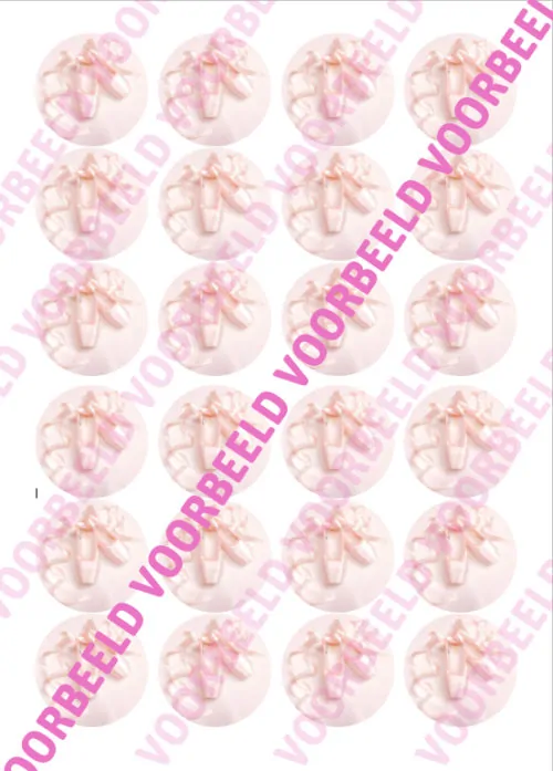 Eetbare cupcakeprint ballet 3 - 24 cupcake rondjes