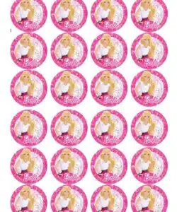 Eetbare Cupcakeprint Barbie 2 - 24 cupcake rondjes