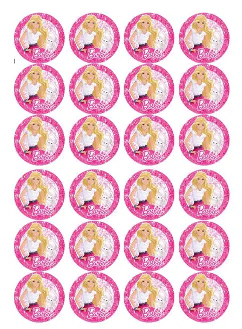 Eetbare cupcakeprint barbie 2 - 24 cupcake rondjes bij cake, bake & love 5 Eetbare cupcakeprint barbie 2 - 24 cupcake rondjes