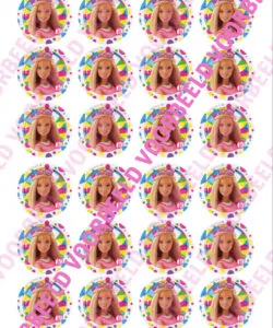 Eetbare Cupcakeprint Barbie 1 - 24 cupcake rondjes