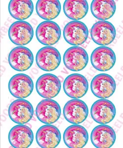 Eetbare Cupcakeprint Barbie 3 - 24 cupcake rondjes
