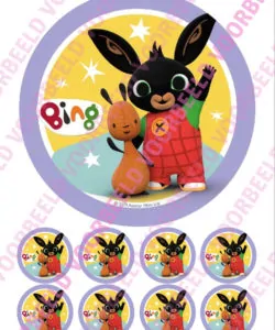 Eetbare Taartprint Bing 1 - 18 cm rond + 8 cupcake rondjes