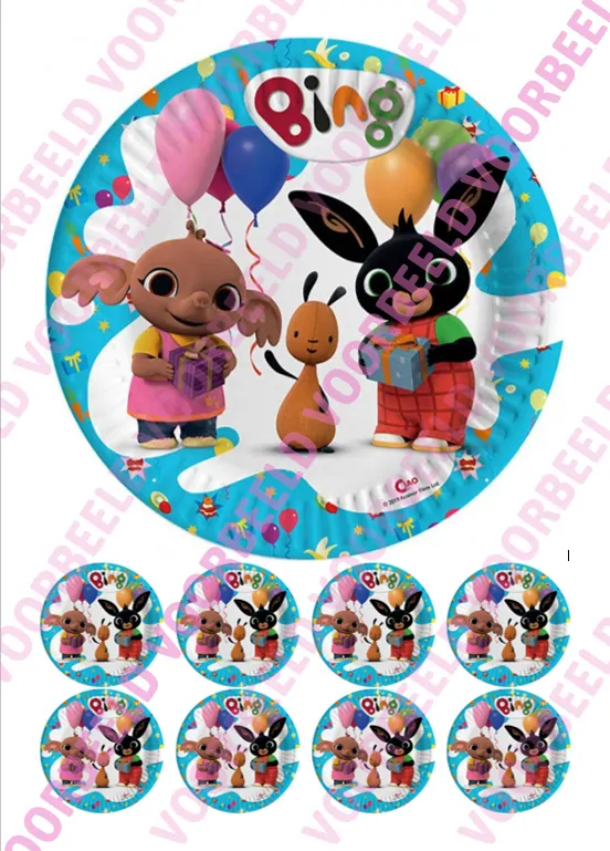 Eetbare taartprint bing 2 - 18 cm rond + 8 cupcake rondjes bij cake, bake & love 5 Eetbare taartprint bing 2 - 18 cm rond + 8 cupcake rondjes