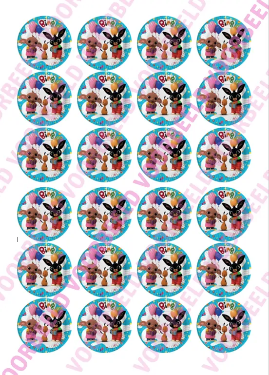 Eetbare cupcakeprint bing 2 - 24 cupcake rondjes bij cake, bake & love 5 Eetbare cupcakeprint bing 2 - 24 cupcake rondjes