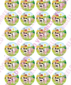 Eetbare Cupcakeprint Boerderij 1 - 24 cupcake rondjes