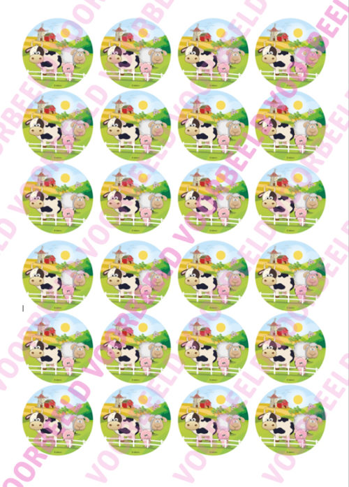 Eetbare cupcakeprint boerderij 1 - 24 cupcake rondjes bij cake, bake & love 5