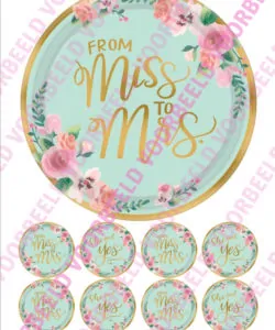 Eetbare Taartprint Bride 1 - 18 cm rond + 8 cupcake rondjes
