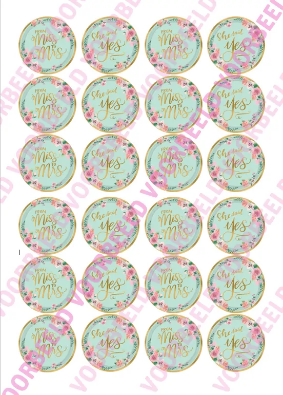 Eetbare cupcakeprint bride 1 - 24 cupcake rondjes bij cake, bake & love 5 Eetbare cupcakeprint bride 1 - 24 cupcake rondjes