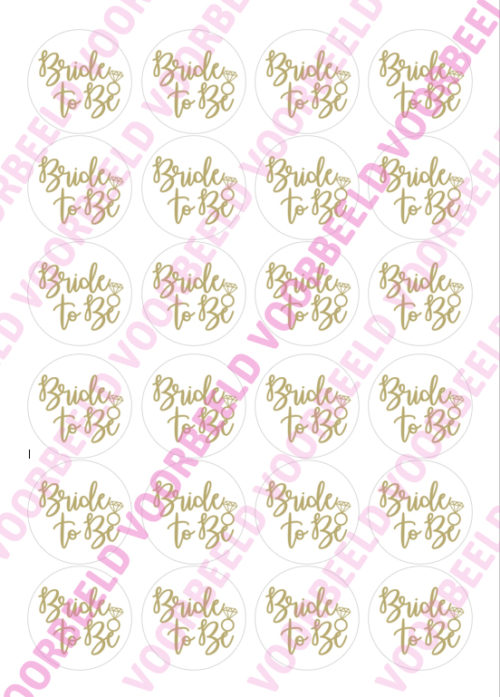 Eetbare cupcakeprint bride 2 - 24 cupcake rondjes bij cake, bake & love 5