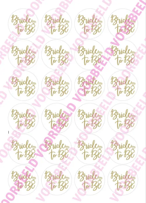 Eetbare cupcakeprint bride 2 - 24 cupcake rondjes