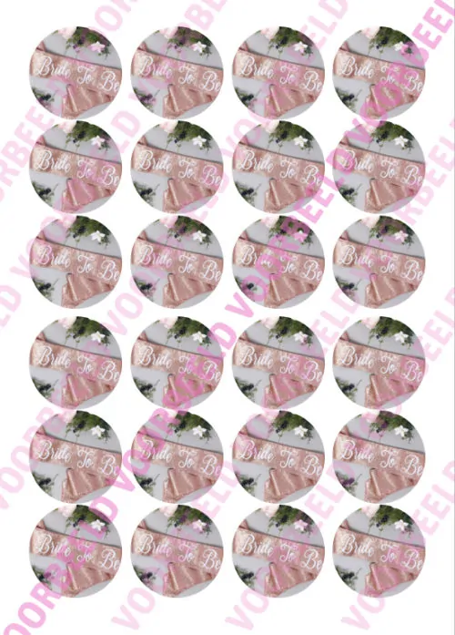 Eetbare cupcakeprint bride 3 - 24 cupcake rondjes