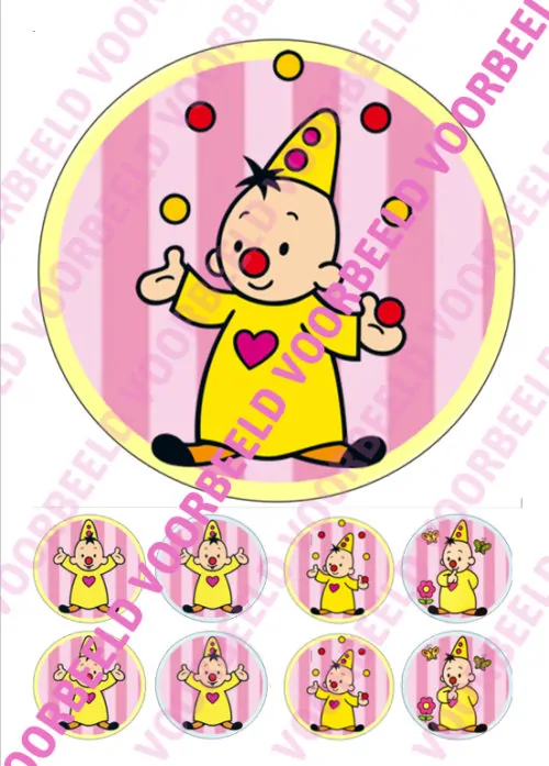 Eetbare taartprint bumba 2 - 18 cm rond + 8 cupcake rondjes