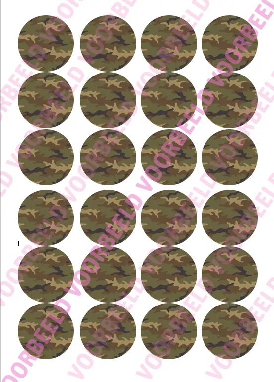 Eetbare cupcakeprint camouflage 1- 24 cupcake rondjes bij cake, bake & love 5 Eetbare cupcakeprint camouflage 1- 24 cupcake rondjes