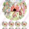 Eetbare taartprint circus 1 - 18 cm rond + 8 cupcake rondjes bij cake, bake & love 1