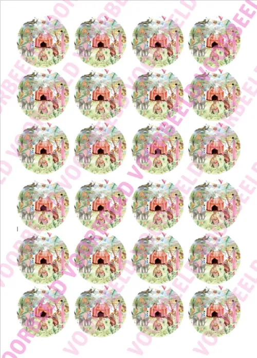 Eetbare cupcakeprint circus 1 - 24 cupcake rondjes