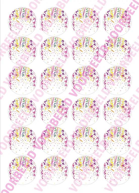 Eetbare cupcakeprint confetti 1 - 24 cupcake rondjes bij cake, bake & love 5 Eetbare cupcakeprint confetti 1 - 24 cupcake rondjes