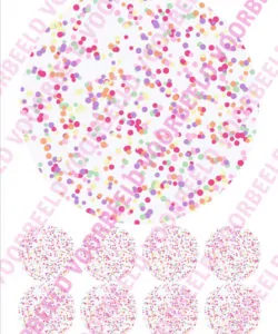 Eetbare Taartprint Confetti 2 - 18 cm rond + 8 cupcake rondjes