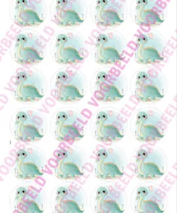 Eetbare Cupcakeprint Dinosaurus 2 - 24 cupcake rondjes
