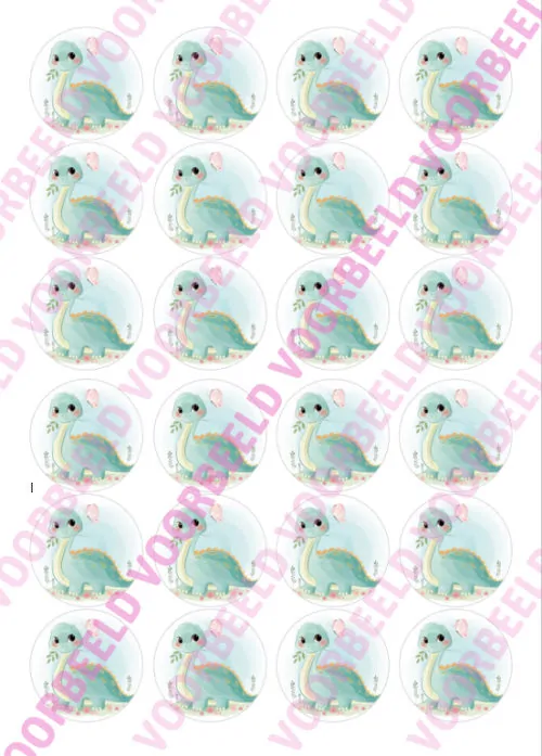 Eetbare cupcakeprint dinosaurus 2 - 24 cupcake rondjes