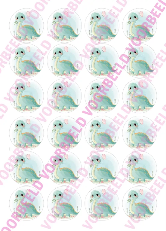 Eetbare cupcakeprint dinosaurus 2 - 24 cupcake rondjes bij cake, bake & love 5 Eetbare cupcakeprint dinosaurus 2 - 24 cupcake rondjes