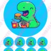 Eetbare taartprint dinosaurus 3 - 18 cm rond + 8 cupcake rondjes bij cake, bake & love 1