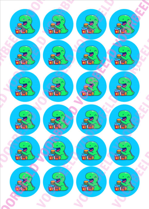 Eetbare cupcakeprint dinosaurus 3 - 24 cupcake rondjes bij cake, bake & love 5