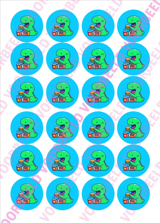 Eetbare cupcakeprint dinosaurus 3 - 24 cupcake rondjes bij cake, bake & love 5 Eetbare cupcakeprint dinosaurus 3 - 24 cupcake rondjes