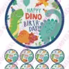 Eetbare taartprint dinosaurus 4 - 18 cm rond + 8 cupcake rondjes bij cake, bake & love 3