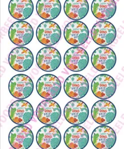 Eetbare Cupcakeprint Dinosaurus 4 - 24 cupcake rondjes