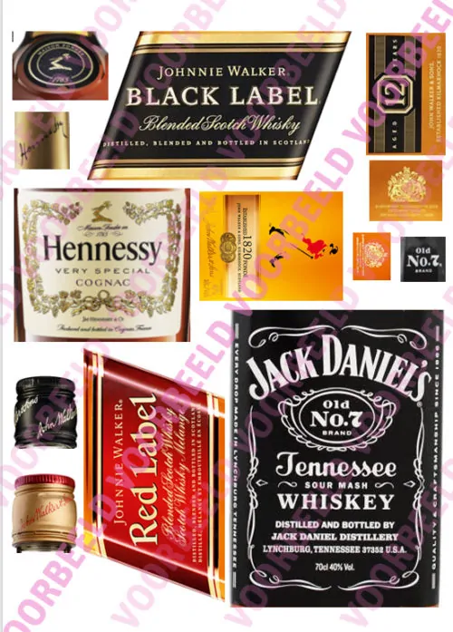 Eetbare taartprint drank fles labels 10 cm breed